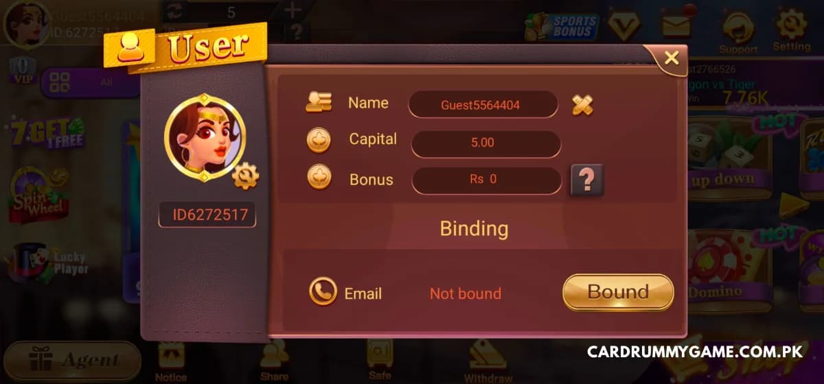 Register on Card Rummy and Bind Email to Secure Account